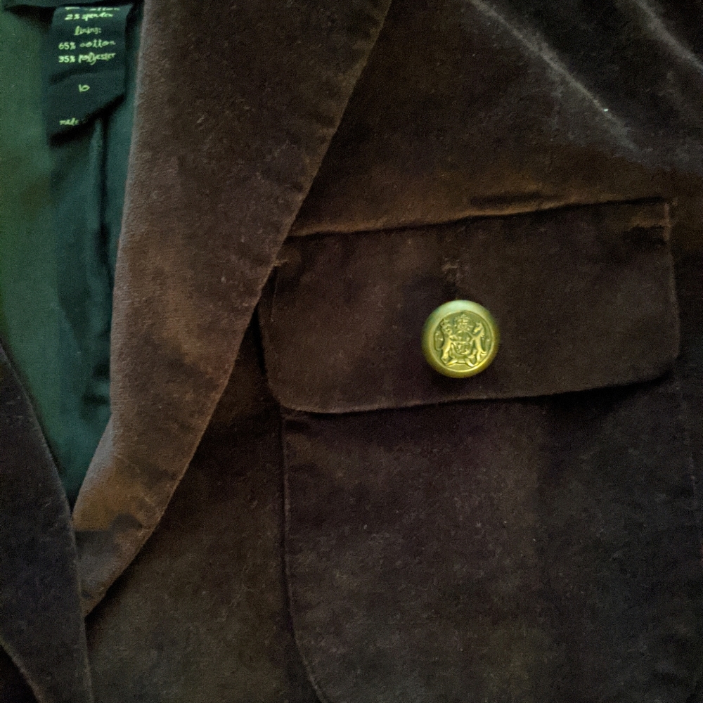 EUC London Jean purple velveteen blazer with gold buttons - Picture 6 of 9